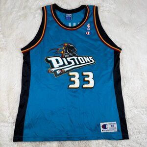 100% Authentic Grant Hill Vintage Champion Pistons Jersey Size 48 L XL Mens